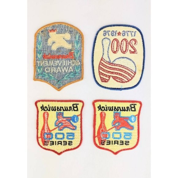 Set of 4 Brunswick Bowling Award Patch Souvenirs Vintage 500 Series Achievement - Picture 8 of 9